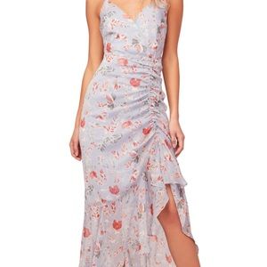 ASTR the label red floral ruched detail dress